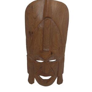 Hand-Carved Wooden African Tribal Tiki Mask Home Decor Wall Art 15"
